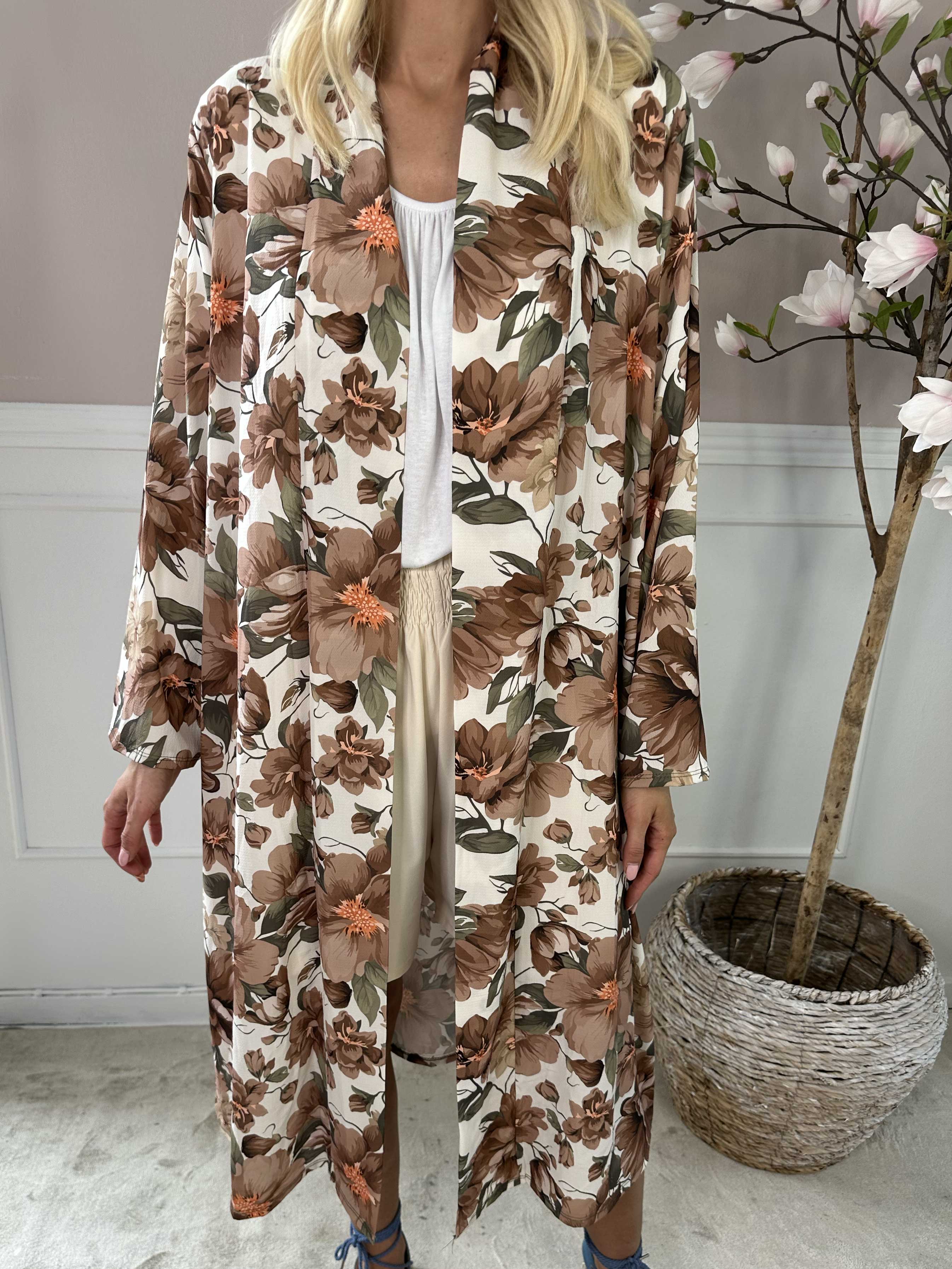 Flower Kimono - Söt lång kimono med blomtryck